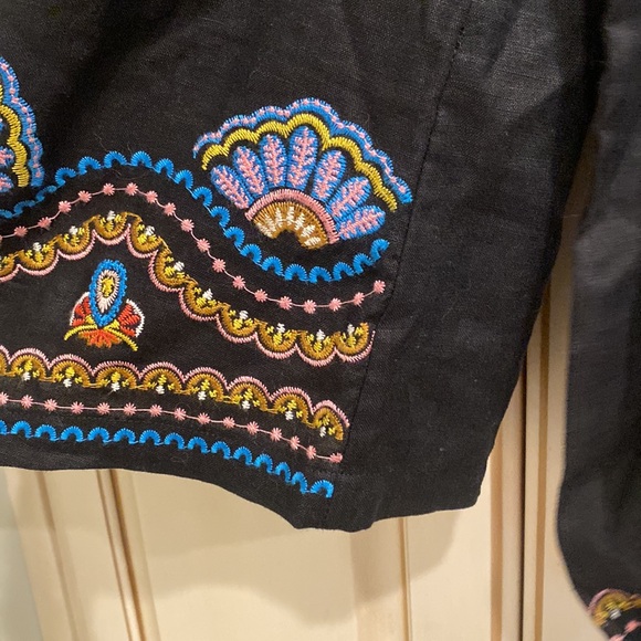 Boden Black Embroidered Boho Linen Tunic - Picture 11 of 15